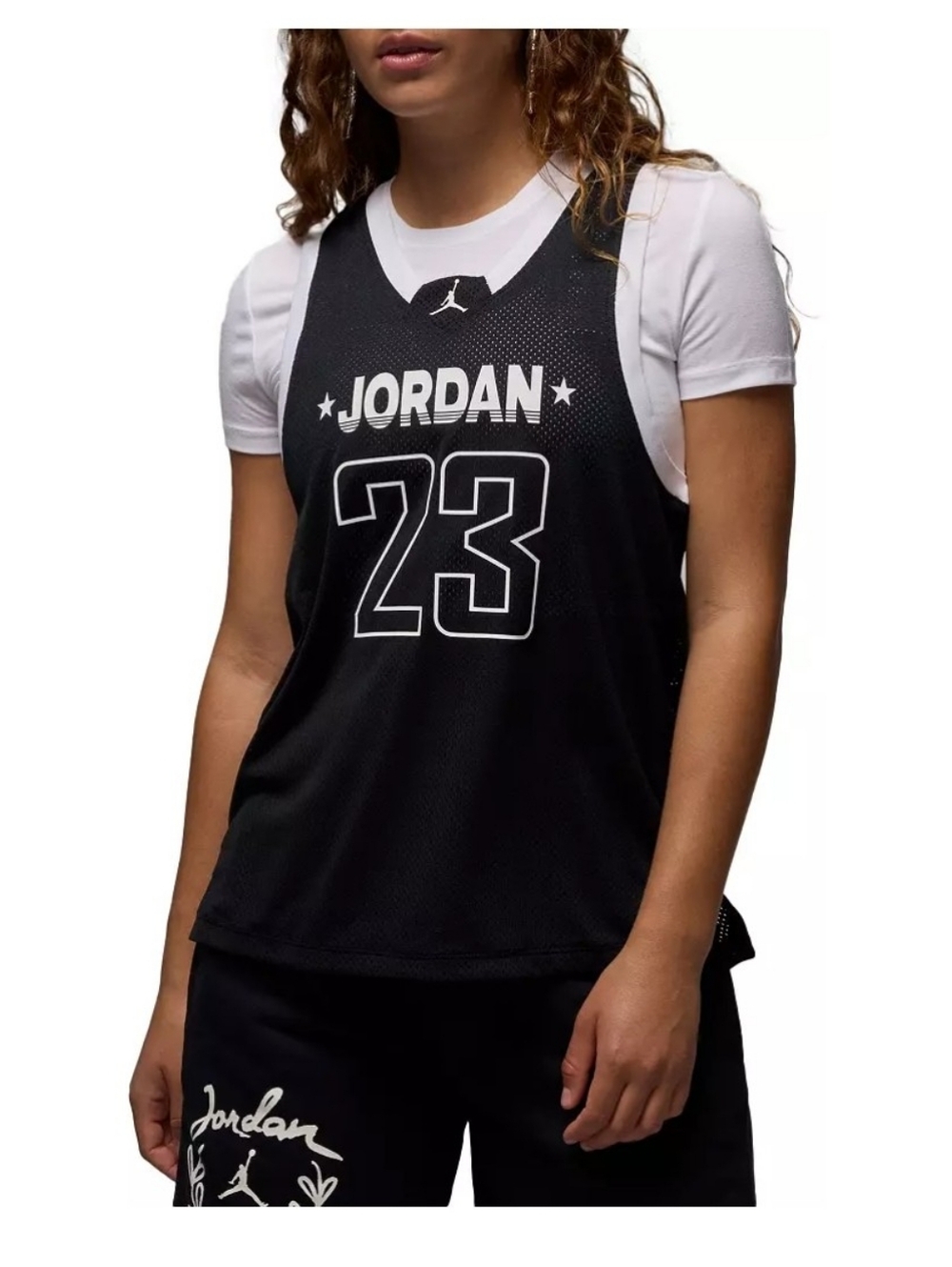 Nike Womens Medium Air Jordan 23 Logo Sleeveless Jersey Black White FN6687